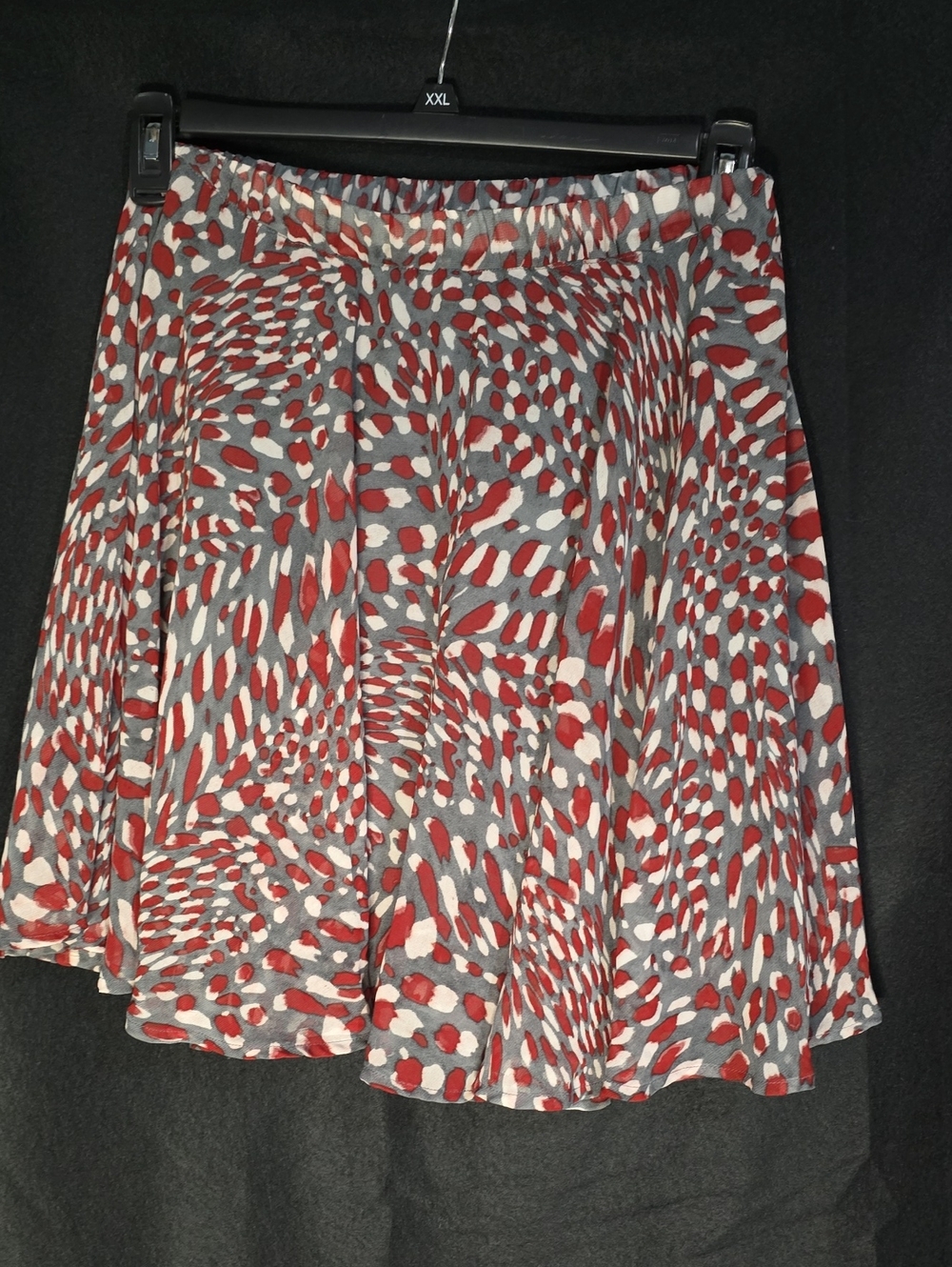 Banana Republic Red, Gray & Cream Abstract Printed Skater Skirt